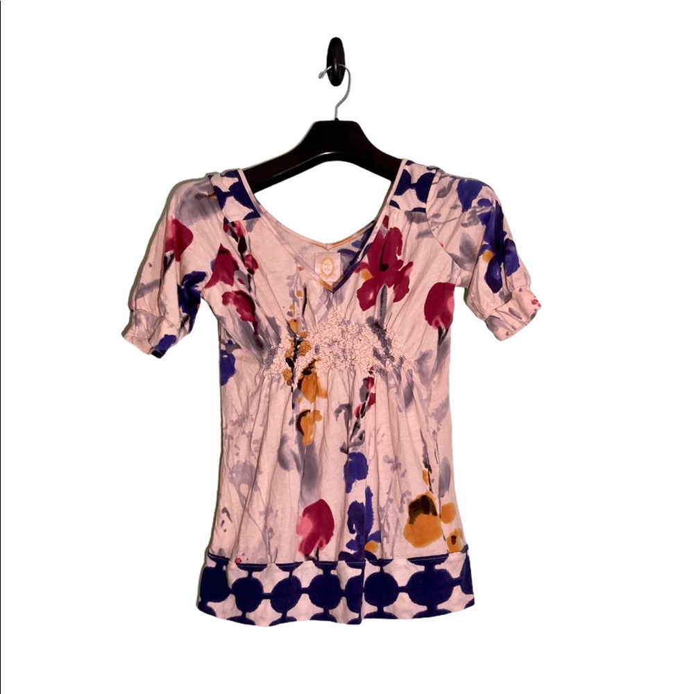 Anthropologie Ric Rac Ruched Floral Top Size Small - Picture 3 of 12